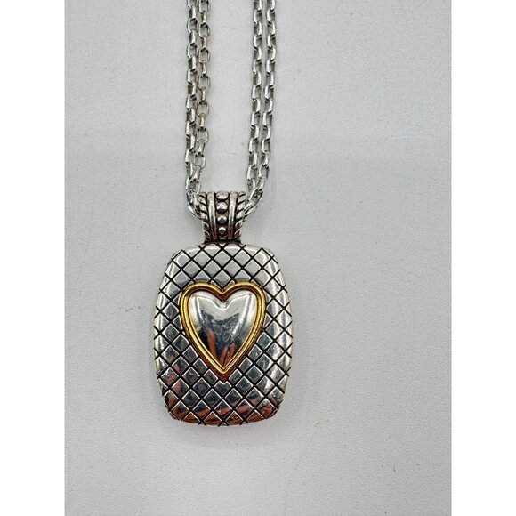 Brighton Reversible Double Face Silver/Gold Heart Pendant - Picture 4 of 6